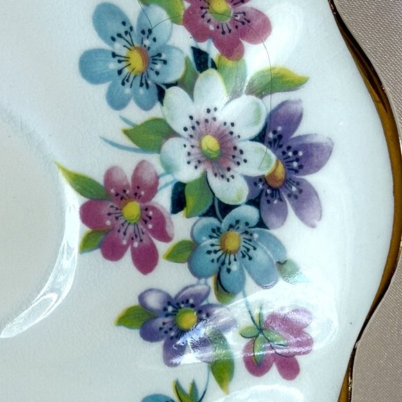 Vintage Crown Mark Bone China Tea Cup & Saucer Blue Floral Made In England - Picture 9 of 12